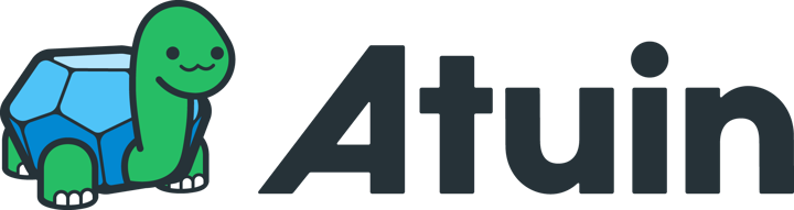 Atuin's search list showing each command with its exit code, duration and time.