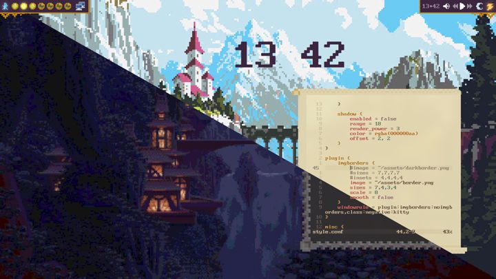 A second Hyprland desktop preview from the project README showing tiled windows.