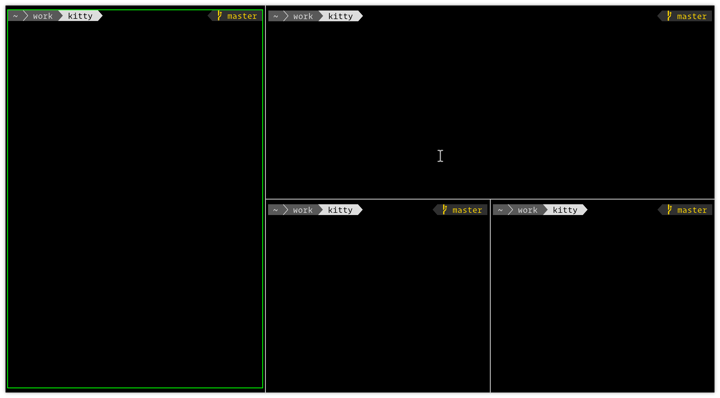 kitty's splits layout with several shells arranged in panes.